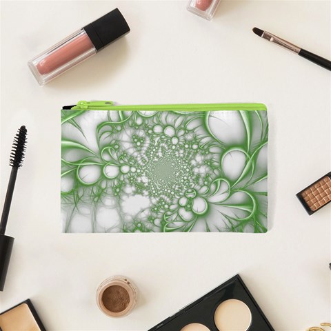Green Abstract Fractal Background Texture Cosmetic Bag (XS) from ArtsNow.com Front