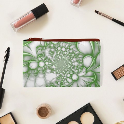 Green Abstract Fractal Background Texture Cosmetic Bag (XS) from ArtsNow.com Front