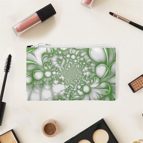 Green Abstract Fractal Background Texture Cosmetic Bag (XS) from ArtsNow.com Front