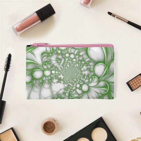 Green Abstract Fractal Background Texture Cosmetic Bag (XS) from ArtsNow.com Front