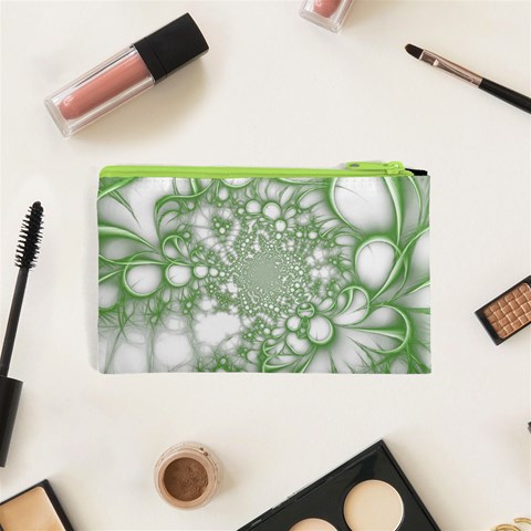 Green Abstract Fractal Background Texture Cosmetic Bag (XS) from ArtsNow.com Back