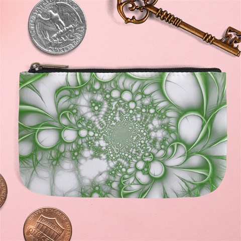 Green Abstract Fractal Background Texture Large Coin Purse from ArtsNow.com Front