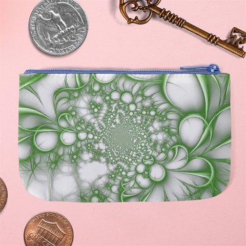 Green Abstract Fractal Background Texture Large Coin Purse from ArtsNow.com Back