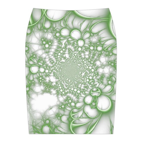 Green Abstract Fractal Background Texture Midi Wrap Pencil Skirt from ArtsNow.com Back