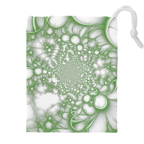 Green Abstract Fractal Background Texture Drawstring Pouch (4XL) from ArtsNow.com Front