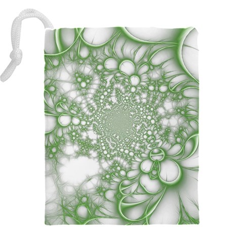 Green Abstract Fractal Background Texture Drawstring Pouch (4XL) from ArtsNow.com Back