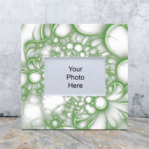 Green Abstract Fractal Background Texture White Box Photo Frame 4  x 6  from ArtsNow.com Front