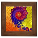 Fractal Spiral Bright Colors Framed Tile