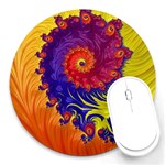 Fractal Spiral Bright Colors Round Mousepad