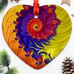 Fractal Spiral Bright Colors Ornament (Heart)