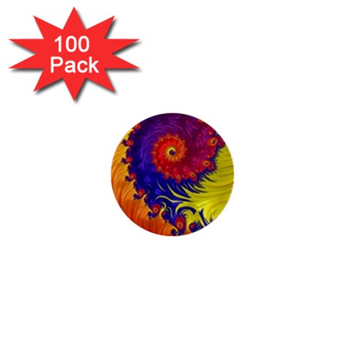 Fractal Spiral Bright Colors 1  Mini Buttons (100 pack)  from ArtsNow.com Front