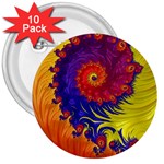 Fractal Spiral Bright Colors 3  Buttons (10 pack) 