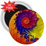 Fractal Spiral Bright Colors 3  Magnets (10 pack) 