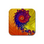 Fractal Spiral Bright Colors Rubber Square Coaster (4 pack)