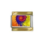 Fractal Spiral Bright Colors Gold Trim Italian Charm (9mm)