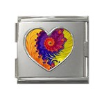 Fractal Spiral Bright Colors Mega Link Heart Italian Charm (18mm)