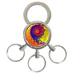 Fractal Spiral Bright Colors 3-Ring Key Chain