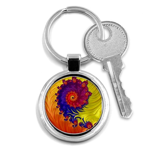 Fractal Spiral Bright Colors Key Chain (Round) from ArtsNow.com Front