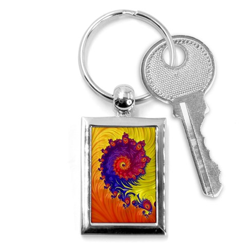 Fractal Spiral Bright Colors Key Chain (Rectangle) from ArtsNow.com Front