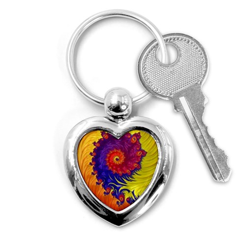 Fractal Spiral Bright Colors Key Chain (Heart) from ArtsNow.com Front