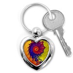 Fractal Spiral Bright Colors Key Chain (Heart)