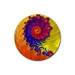 Fractal Spiral Bright Colors Rubber Round Coaster (4 pack)