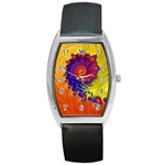 Fractal Spiral Bright Colors Barrel Style Metal Watch