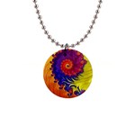 Fractal Spiral Bright Colors 1  Button Necklace