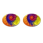 Fractal Spiral Bright Colors Cufflinks (Oval)