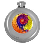 Fractal Spiral Bright Colors Round Hip Flask (5 oz)