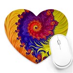 Fractal Spiral Bright Colors Heart Mousepad