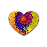 Fractal Spiral Bright Colors Rubber Heart Coaster (4 pack)