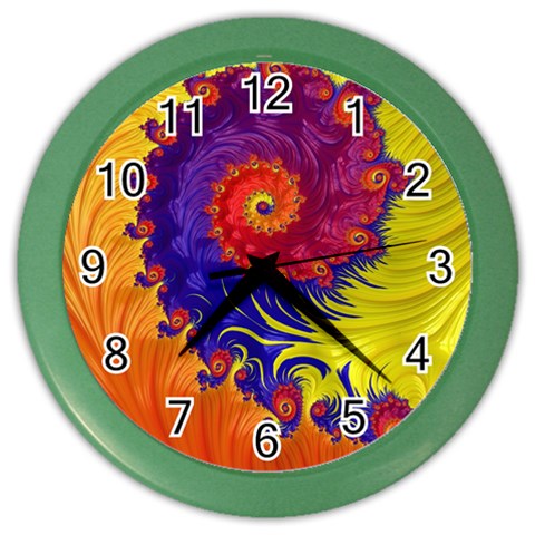 Fractal Spiral Bright Colors Color Wall Clock from ArtsNow.com Front