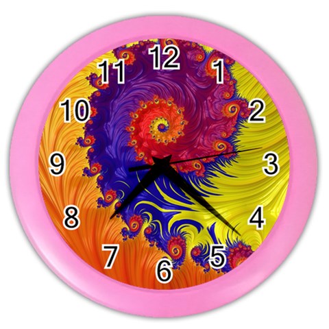 Fractal Spiral Bright Colors Color Wall Clock from ArtsNow.com Front