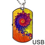 Fractal Spiral Bright Colors Dog Tag USB Flash (One Side)