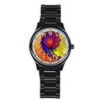 Fractal Spiral Bright Colors Stainless Steel Round Watch