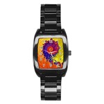 Fractal Spiral Bright Colors Stainless Steel Barrel Watch