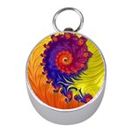 Fractal Spiral Bright Colors Mini Silver Compasses