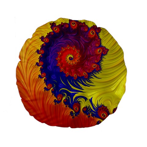 Fractal Spiral Bright Colors Standard 15  Premium Flano Round Cushions from ArtsNow.com Front