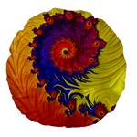 Fractal Spiral Bright Colors Large 18  Premium Flano Round Cushions