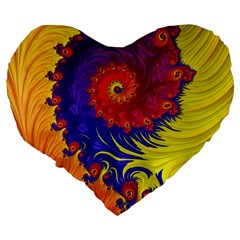 Fractal Spiral Bright Colors Large 19  Premium Flano Heart Shape Cushions from ArtsNow.com Back