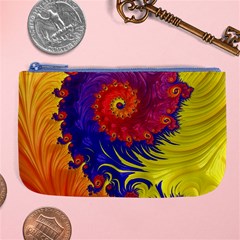 Fractal Spiral Bright Colors Large Coin Purse from ArtsNow.com Front