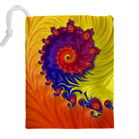 Fractal Spiral Bright Colors Drawstring Pouch (5XL) from ArtsNow.com Back