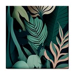 Green Nature Bohemian Painting Leaves Foliage Tile Coaster