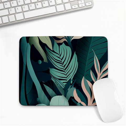 Green Nature Bohemian Painting Leaves Foliage Small Mousepad from ArtsNow.com Front