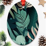 Green Nature Bohemian Painting Leaves Foliage Ornament (Oval)