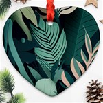 Green Nature Bohemian Painting Leaves Foliage Ornament (Heart)