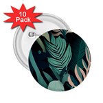 Green Nature Bohemian Painting Leaves Foliage 2.25  Buttons (10 pack) 