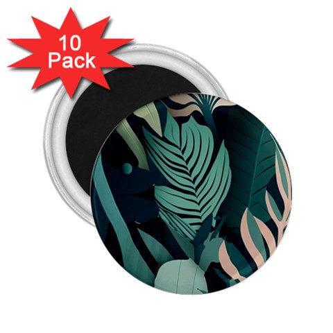 Green Nature Bohemian Painting Leaves Foliage 2.25  Magnets (10 pack)  from ArtsNow.com Front