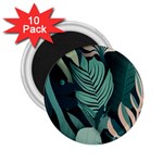 Green Nature Bohemian Painting Leaves Foliage 2.25  Magnets (10 pack) 